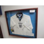 England Euro 96 replica shirt signed by Gary and Phil Neville, 32in w x 30in hgt ***Note from