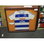 Queen's Park Rangers No. 5 shirt worn by Alan McDonald sign by team, 42in w x 32in hgt - purchased