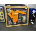 Liverpool signed 2000-01 jersey and photo with UEFA CupFinal program, 56in w x 45in hgt 17