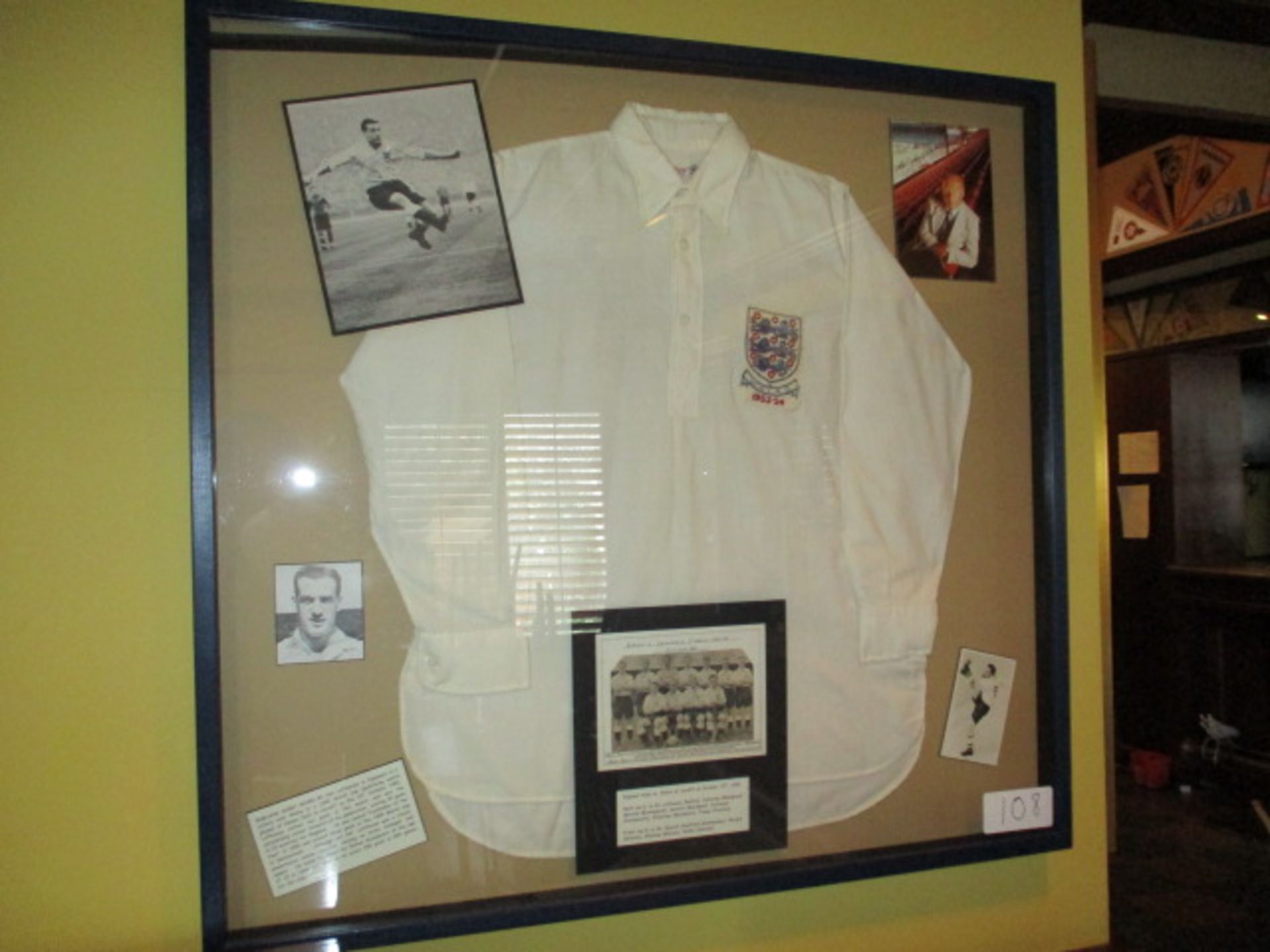 England No. 9 shirt worn by Nat Lofthouse versus Wales in a 1954 World Cup Qualifying match in