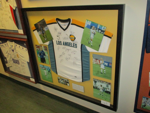 LA Galaxy signed jersey (18 signatures) and signed individual photos of team that won 2002 MLS Cup