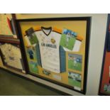 LA Galaxy signed jersey (18 signatures) and signed individual photos of team that won 2002 MLS Cup