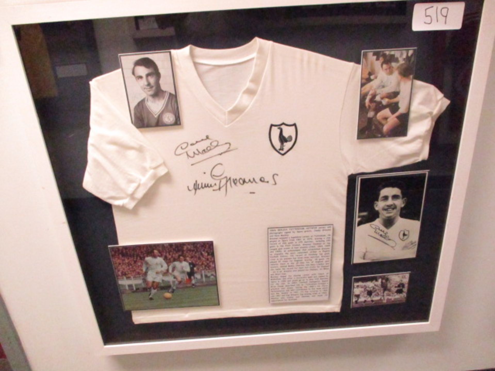 Tottenham Hotspur 1960s replica jersey signed by Jimmy Greaves and Dave Mackay, plus 5 signed photos - Image 2 of 3