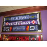 LOT OF 3 scarf framed, 61-1/2"in w x 28in hgt - Brugge, Fiorentina, Herta Berlin ***Note from
