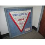 Pennant signed by 1994 USA Women's Team, 24in w x 28in hgt ***Note from Auctioneer*** All items will