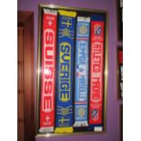 LOT OF 4 scarf 61-1/2"in w x 34in hgt - Athletico Madrid, Marseille, Sweden, Switzerland ***Note