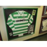 Signed jersey by Celtic 1987/88 team winning the Scottish League and Cup Double,.38in w x 37in hgt
