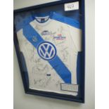 Pueblo FC (Mexican Premier Division) signed jersey 2002 team, 27in w x 36in hgt ***Note from