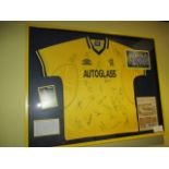Chelsea 2000 F.A. Cup away replica jersey signed by squad (23 signatures), 47in w x 37in hgt Display