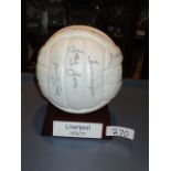 Liverpool FC signed football circa 1976; autographed by approximately 15 players including Ray