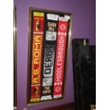 LOTOF 3 scarf framed, 61-1/2"in w x 28in hgt - AS Roma, Derby, Middlesbrough ***Note from