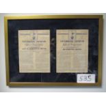 2 framed Tottenham Hotspur programmes, early 1960s, 21in w x 16in hgt ***Note from Auctioneer*** All