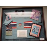 USA National Team replica jersey signed by Cobi Jones and Alexi Lalas , 42in w x 34in hgt ***Note