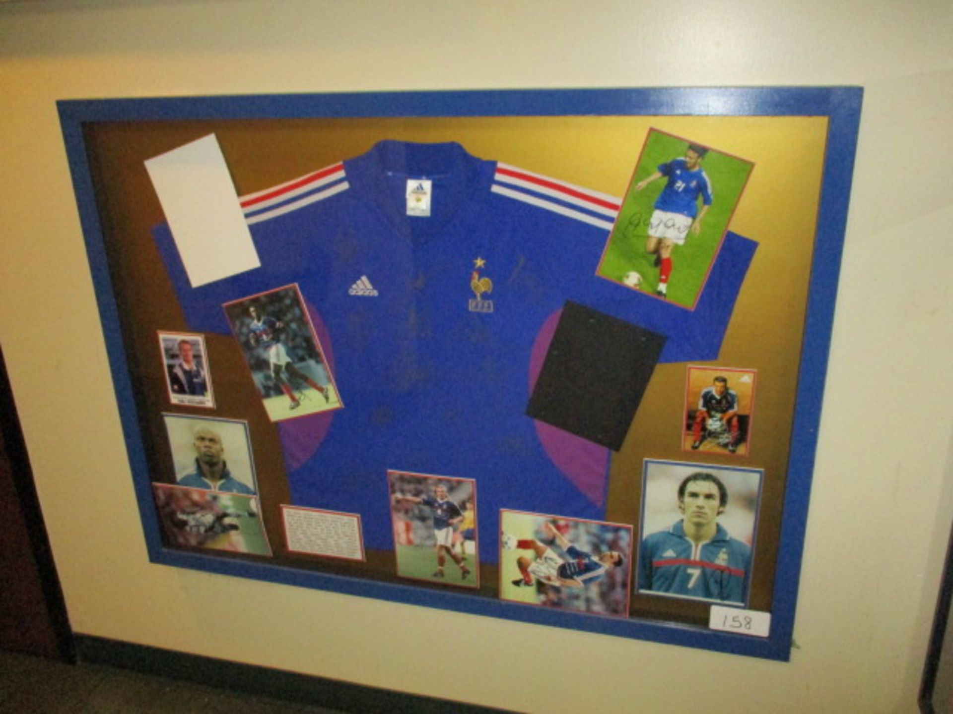 French National Team 1998 World Cup champion signed jersey with 9 individual signed photos, 53in w x - Image 2 of 3