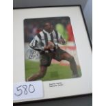 Newcastle United's Faustino Asprilla signed print, 12in w x 14-1/2in hgt ***Note from