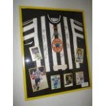 Newcastle United signed jersey 1998/99 team 10 signatures and 6 individual signed photos, 33in w x