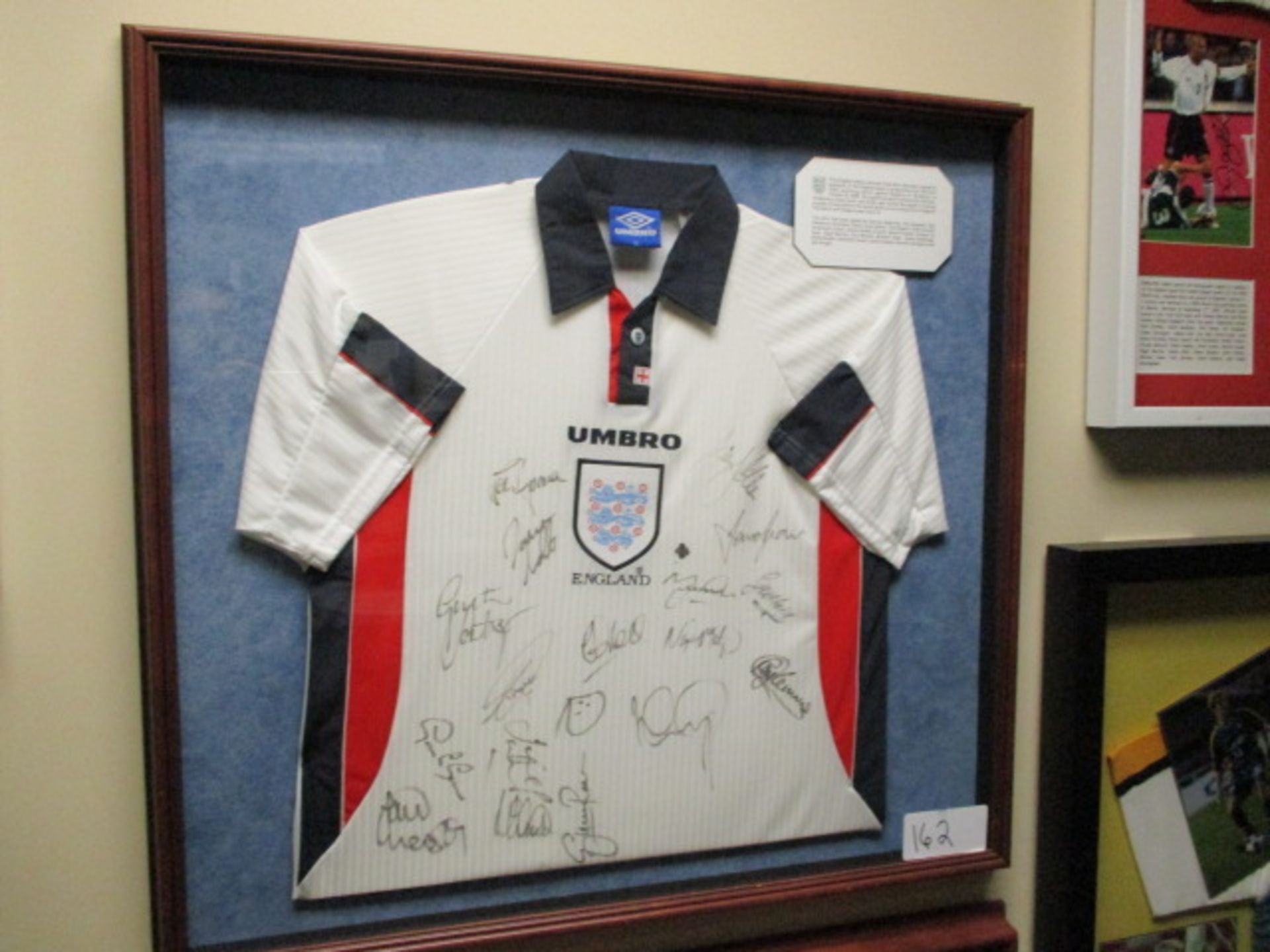 England National team signed replica jersey for Euro 2000 Euro qualifying game versus Bulgaria (Oct,