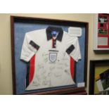 England National team signed replica jersey for Euro 2000 Euro qualifying game versus Bulgaria (Oct,