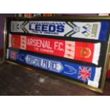 LOTOF 3 scarf framed, 61-1/2"in w x 28in hgt - Leeds, Arsenal, Crystal Palace ***Note from