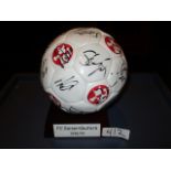 FC Kaiserslautern 1998/99 red and white Telstar football signed by 20 players ***Note from