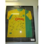 Norwich City Collectible Sport Memorabilia Jersey , 32in w x 40in hgt (This Lot is part of Bulk