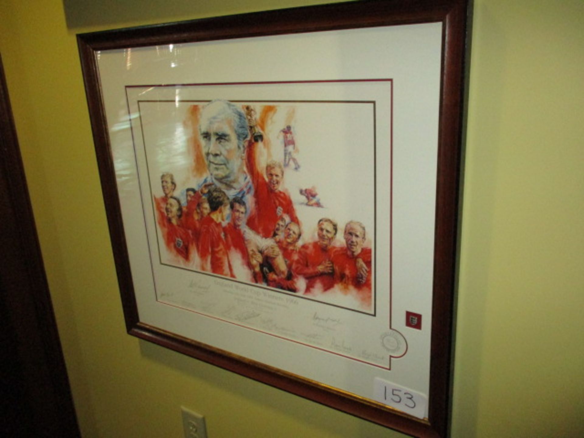 A signed limited edition print: England World Cup Winners 1966; signed in pencil by Sir Alf Ramsey