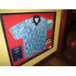 England1992 Blue away replica shirt signed by the England squad after the match against France at