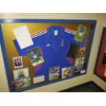 French National Team 1998 World Cup champion signed jersey with 9 individual signed photos, 53in w x