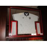 England number 10 shirt signed by numerous England players and managers -2 sided - 118 signatures in