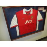 Arsenal signed home jersey 1998/99 team - 14 signatures, 42in w x 32in hgt ***Note from