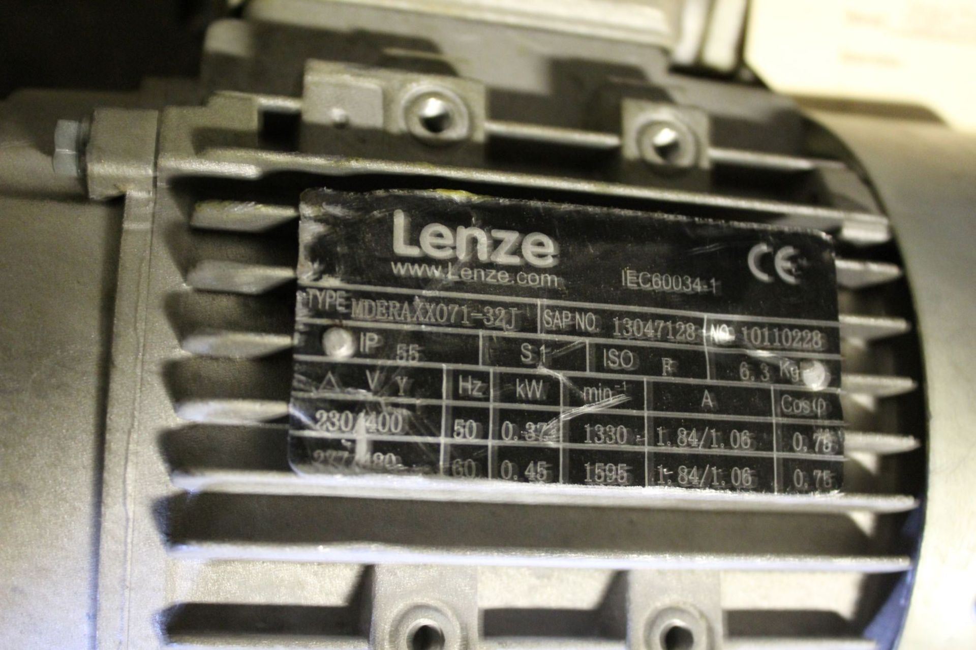 Lenze Motor, Model# mderaxx071-32j, Serial# 10110228, Item# mtllenze0228, Located in: - Image 5 of 5