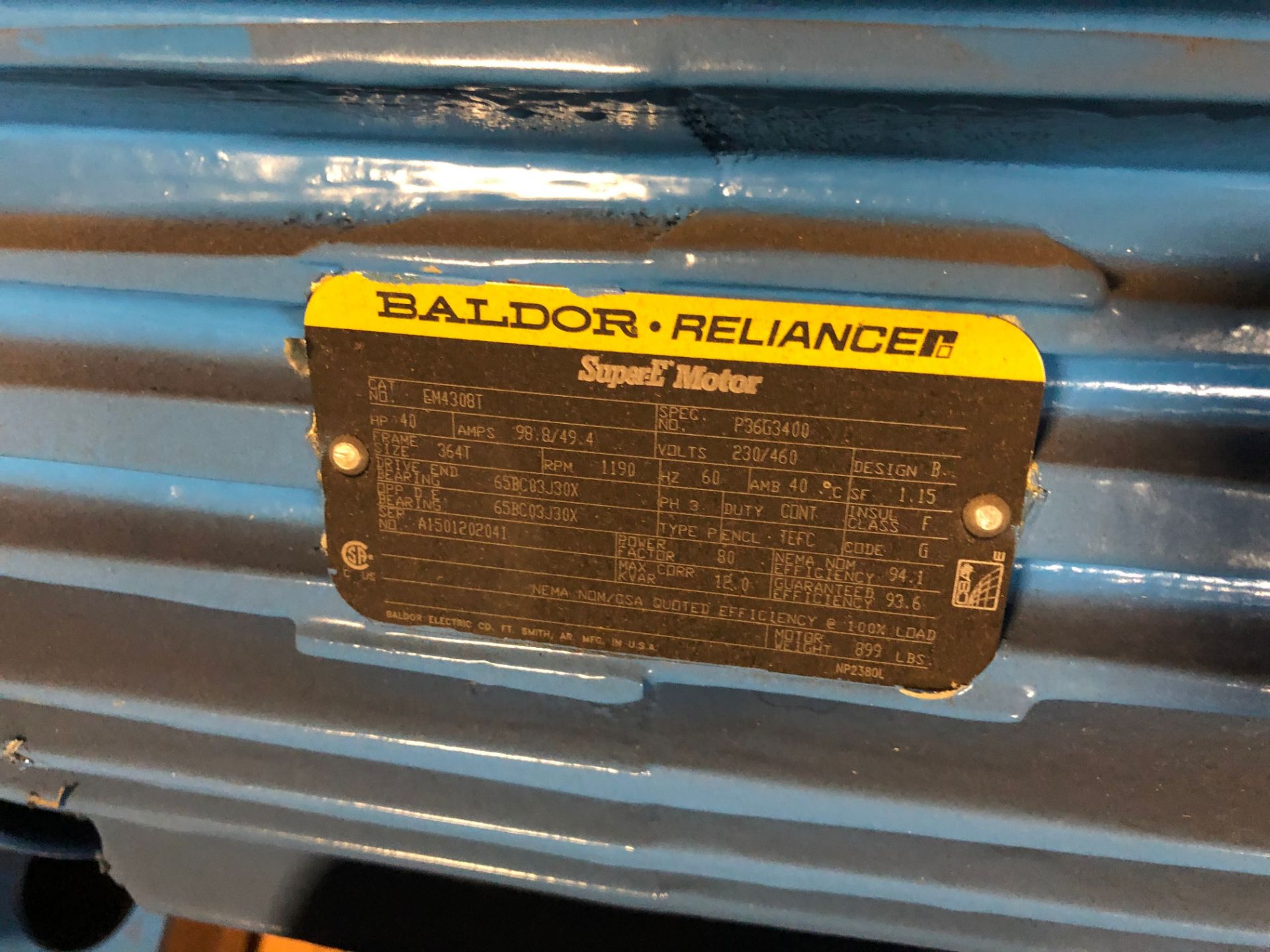 Baldor SuperE 40 HP Motor & Paco Pump - Image 3 of 4