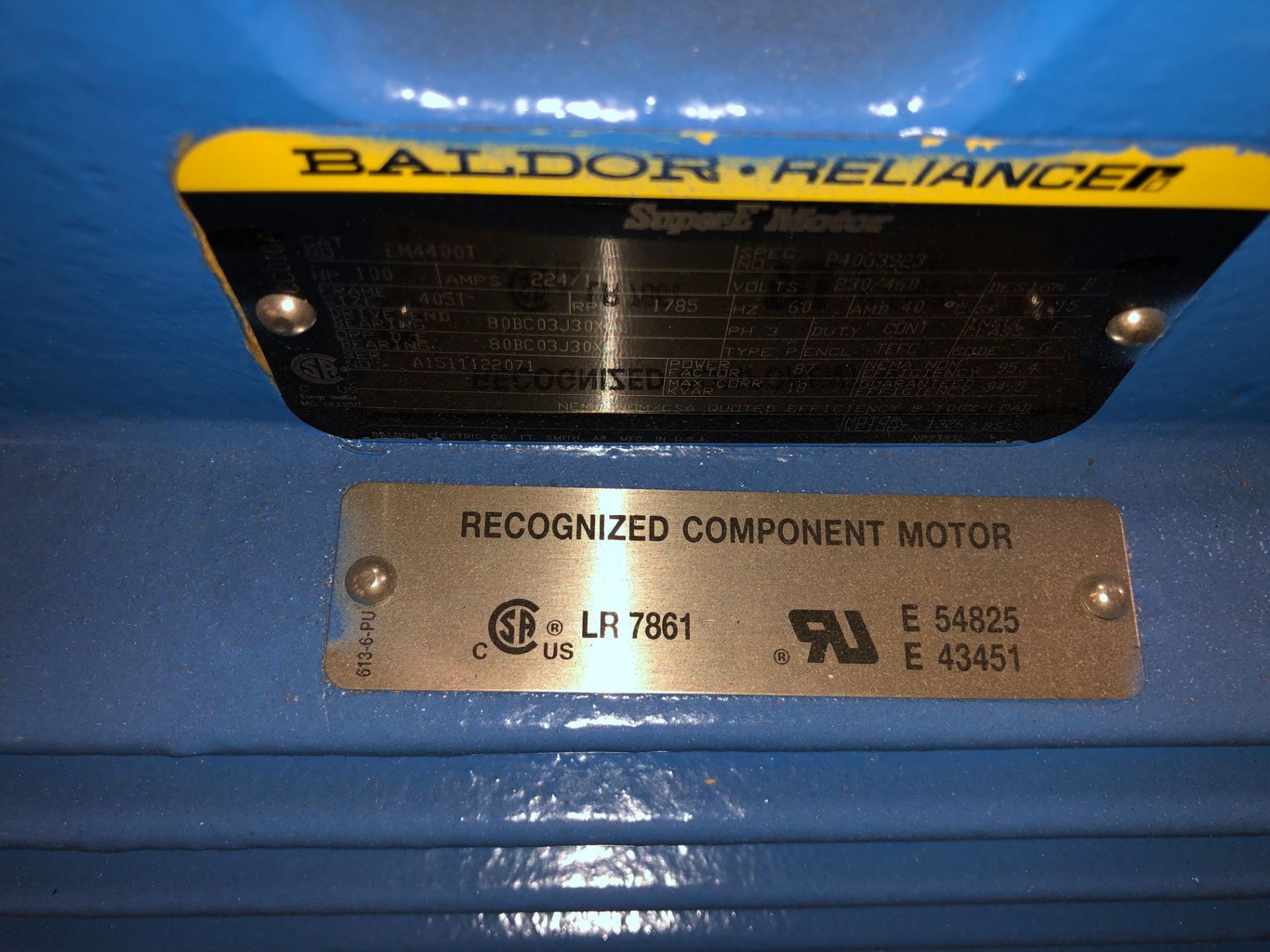 Baldor SuperE 100 HP Motor & Paco Pump - Image 3 of 4