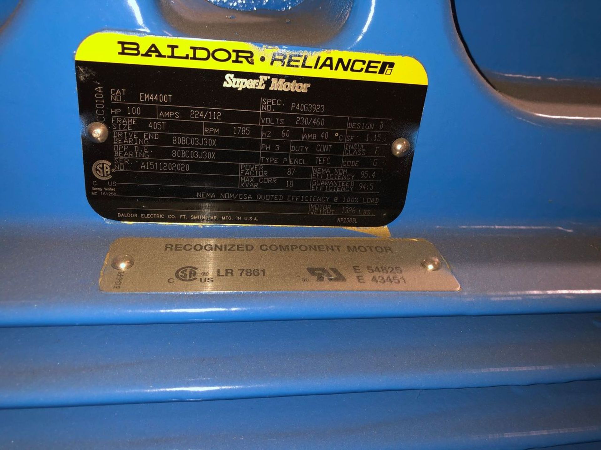 Baldor SuperE 100 HP Motor & Paco Pump - Image 4 of 4