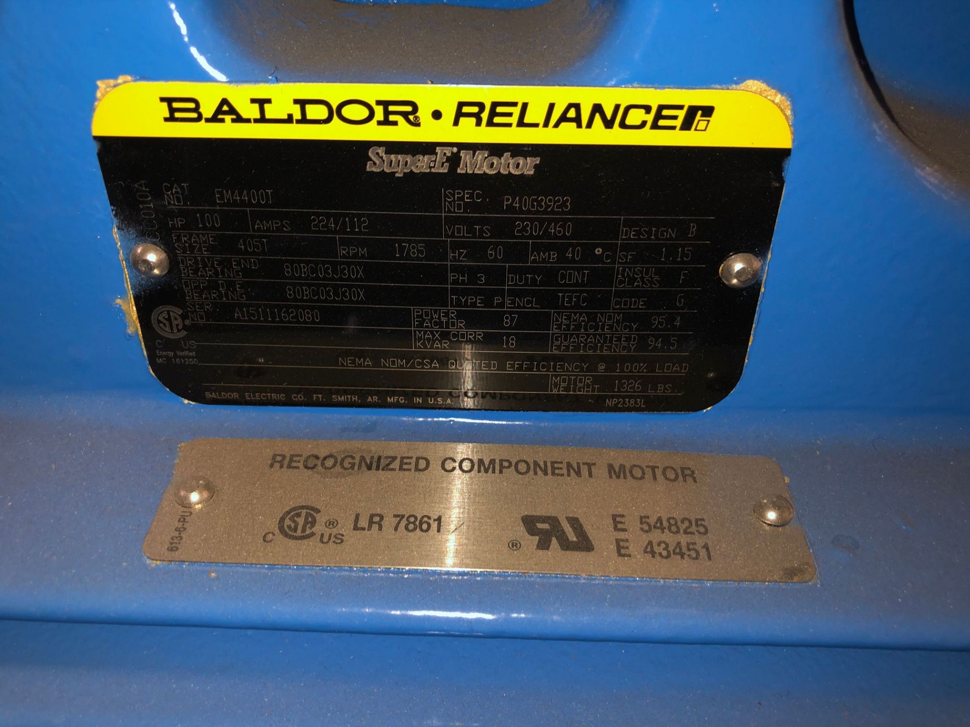 Baldor SuperE 100 HP Motor & Paco Pump - Image 4 of 4