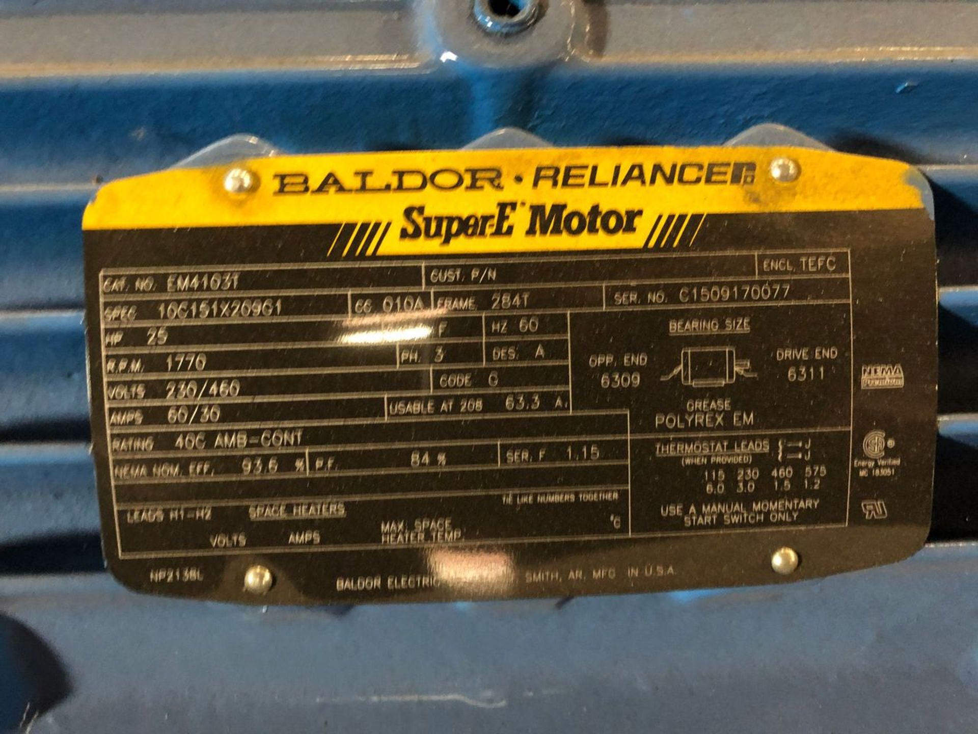 Baldor SuperE 25 HP Motor & Paco Pump - Image 3 of 4