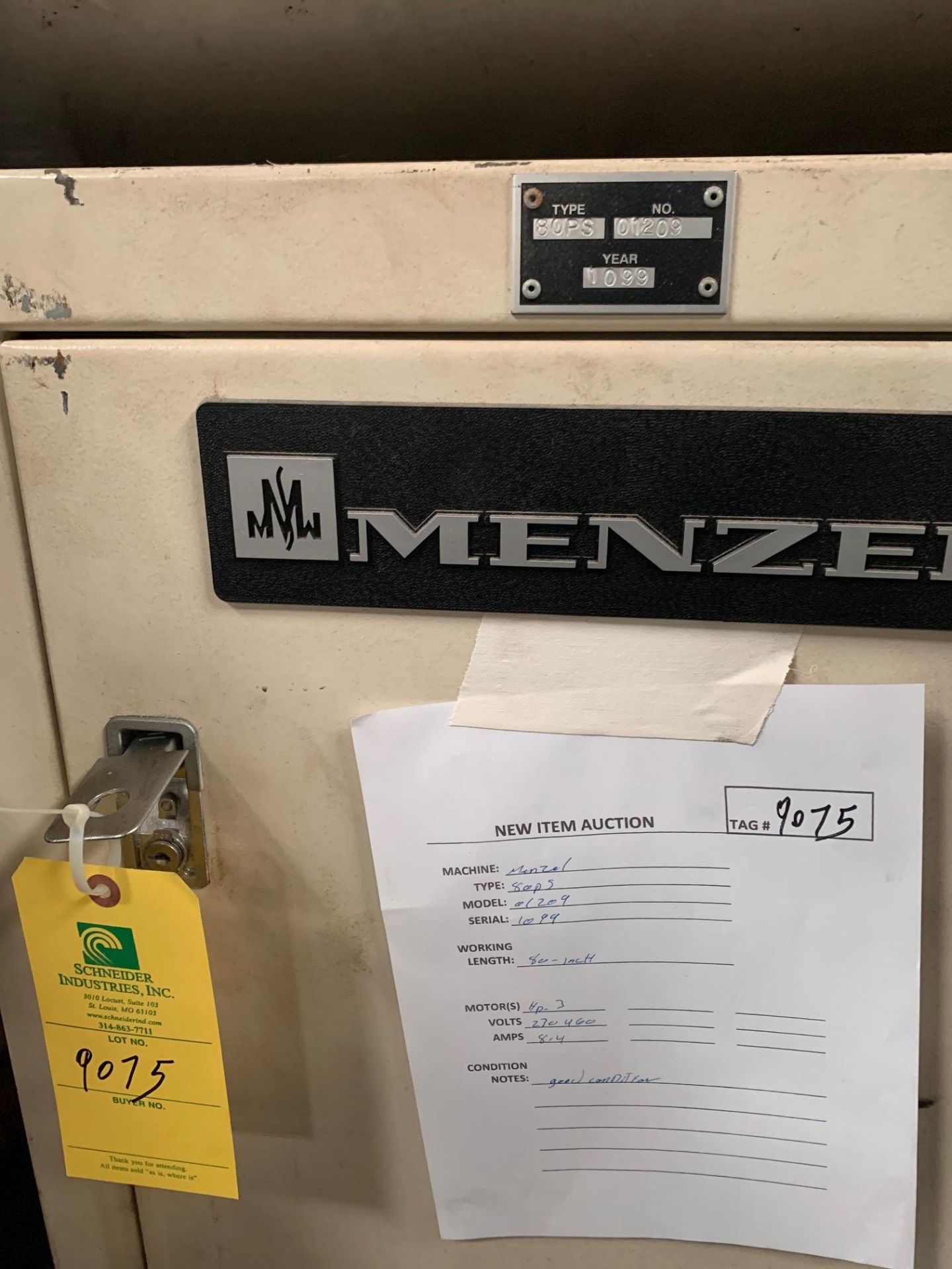 Menzel Winder, Type 80PS, Serial# 01209, 3 HP, 230/460V, Working Width 80", Rigging Fee $75 - Image 6 of 6