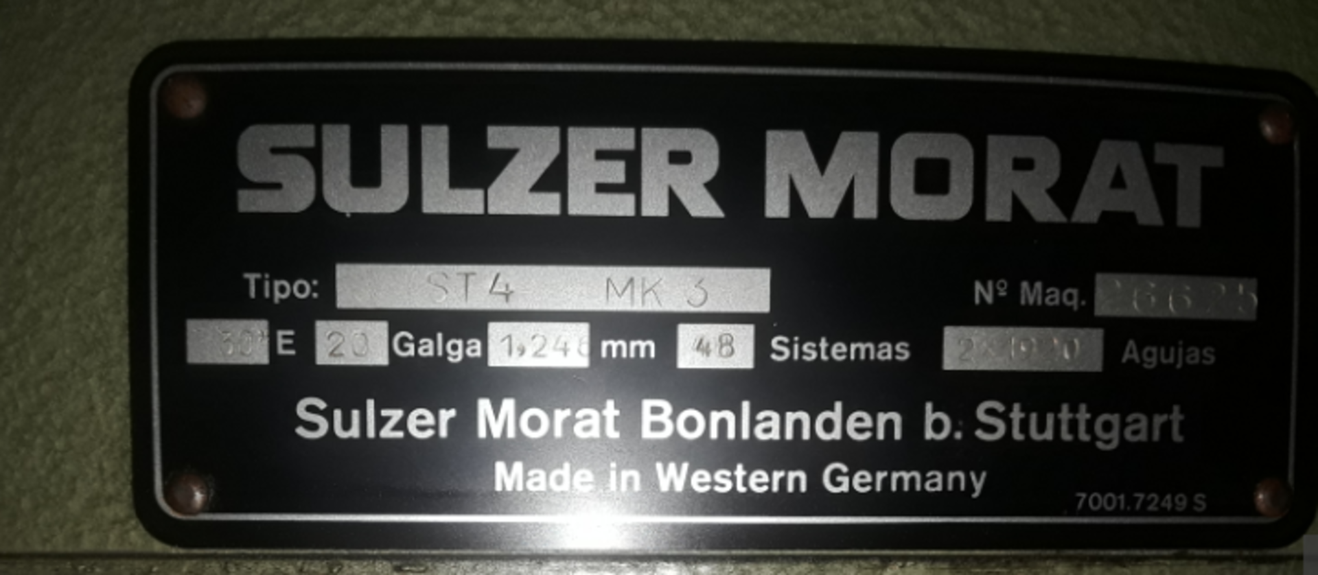 Sulzer Morat Knitting Machine, Model ST4-MK3, 48 Feeds, 30 Diameter, Rigging Fee For This Item $250 - Image 2 of 2