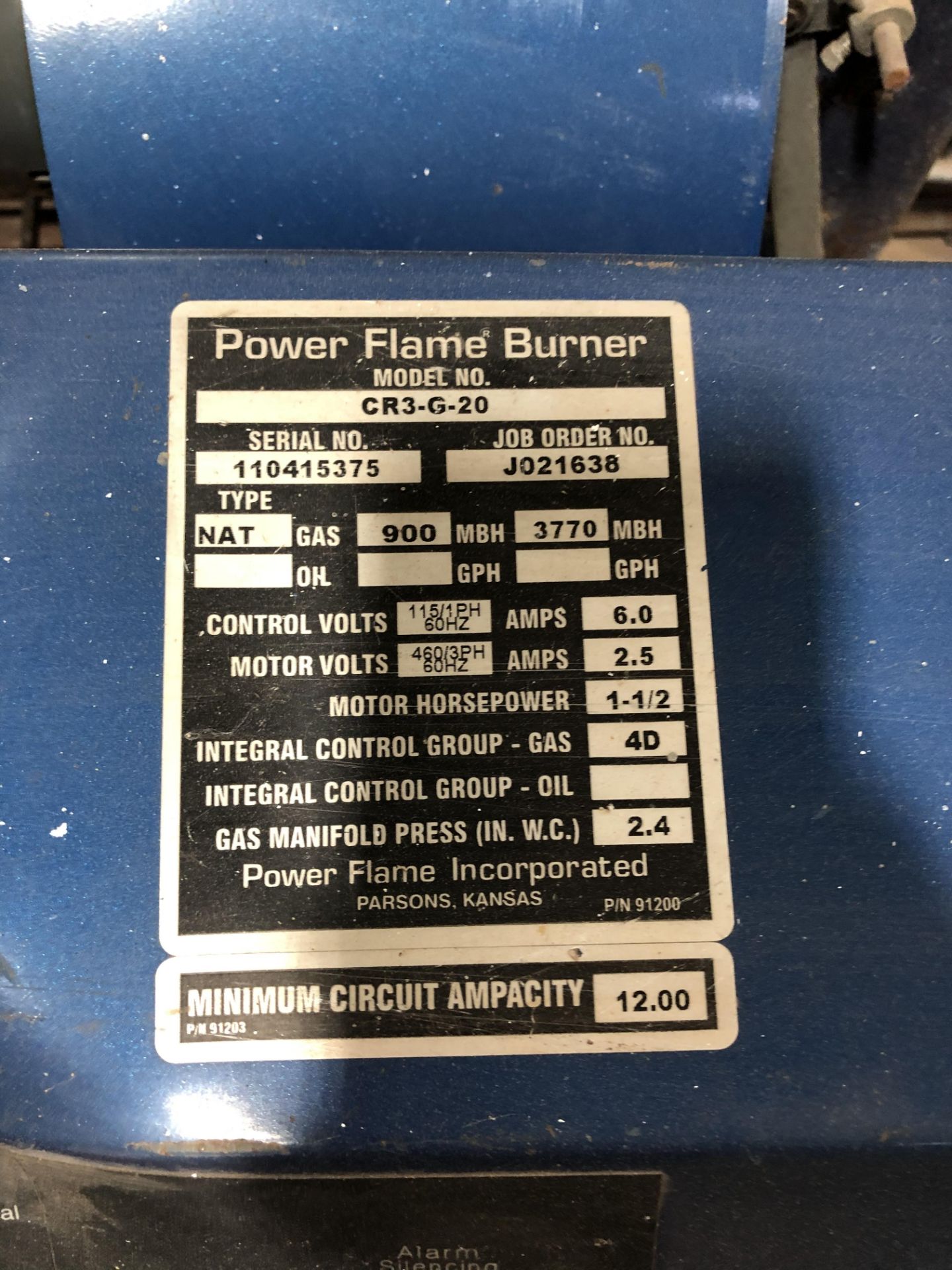 Ajax Boiler w/ Power Flame Burner, Forced Draft Gas Fired Water Heating Boiler, Model# WRFG-3770, - Image 2 of 7