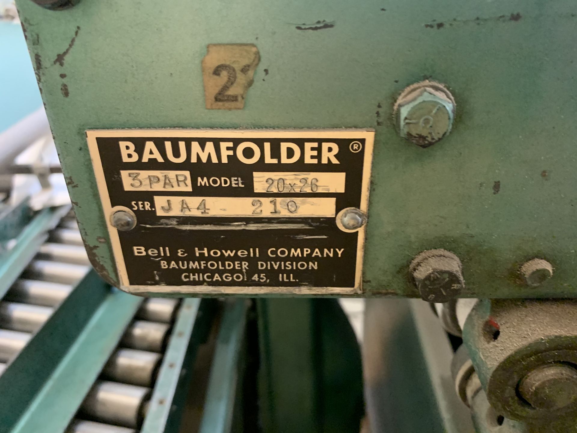 Baumfolder Model 3PAR 20 x 26 S/N JA$ 210 with Pile Feeder - Image 5 of 7