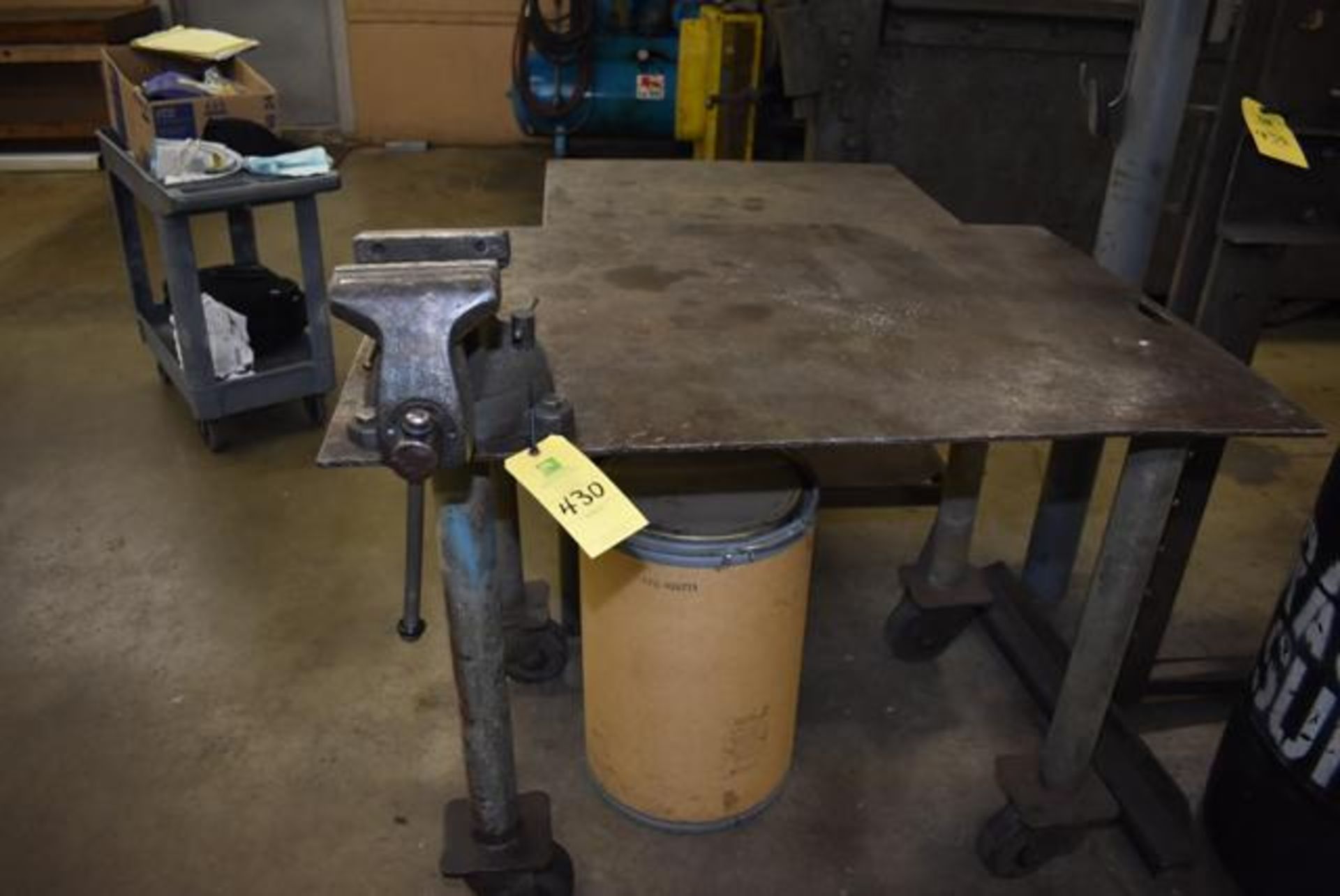 (2) Steel Welding Tables, (1) Machine Vise, Loading Fee: $50