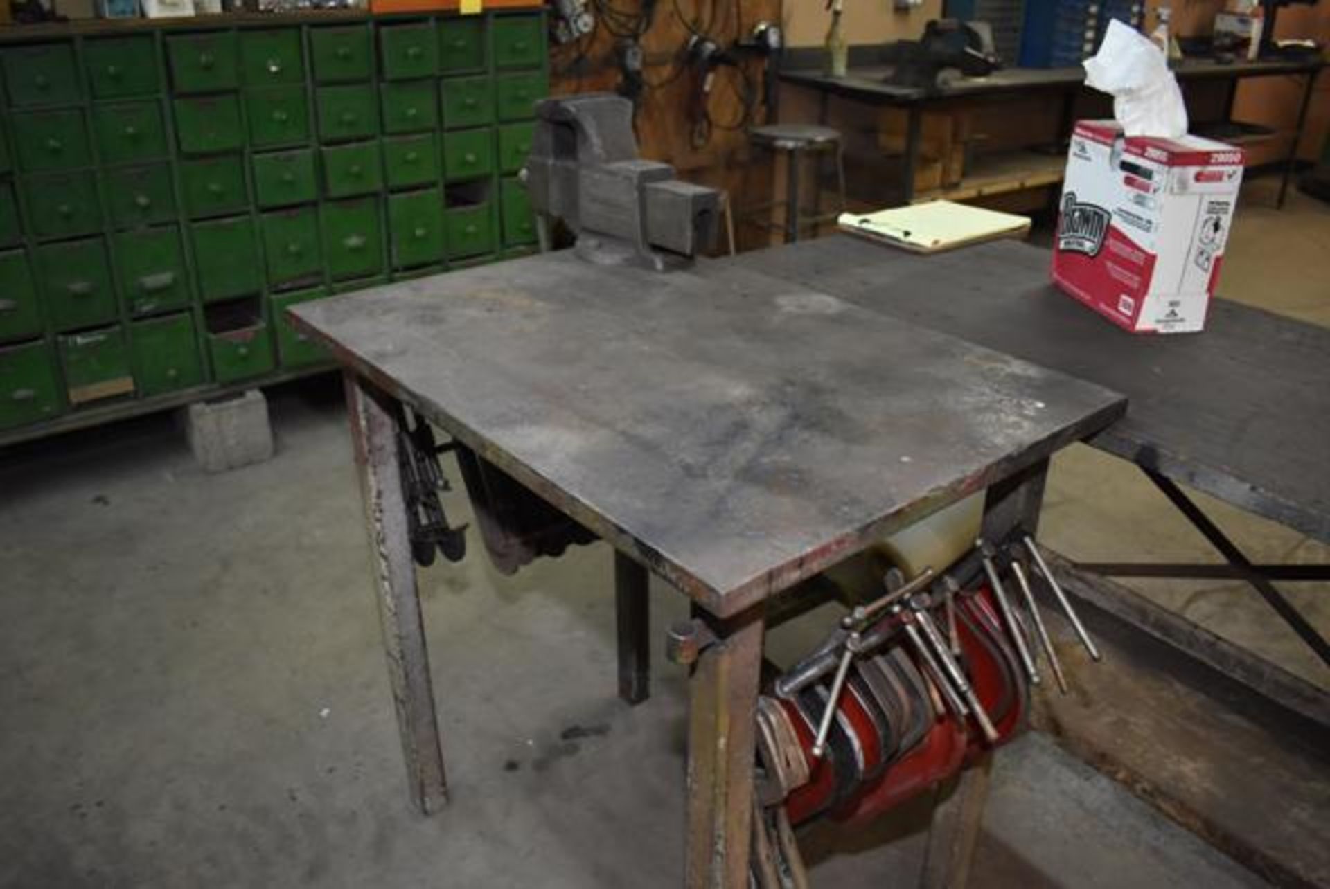 Steel Work Table, Shop Vise with 4-1/2” jaws w/Assorted Clamps, Loading Fee: $50 - Image 2 of 2