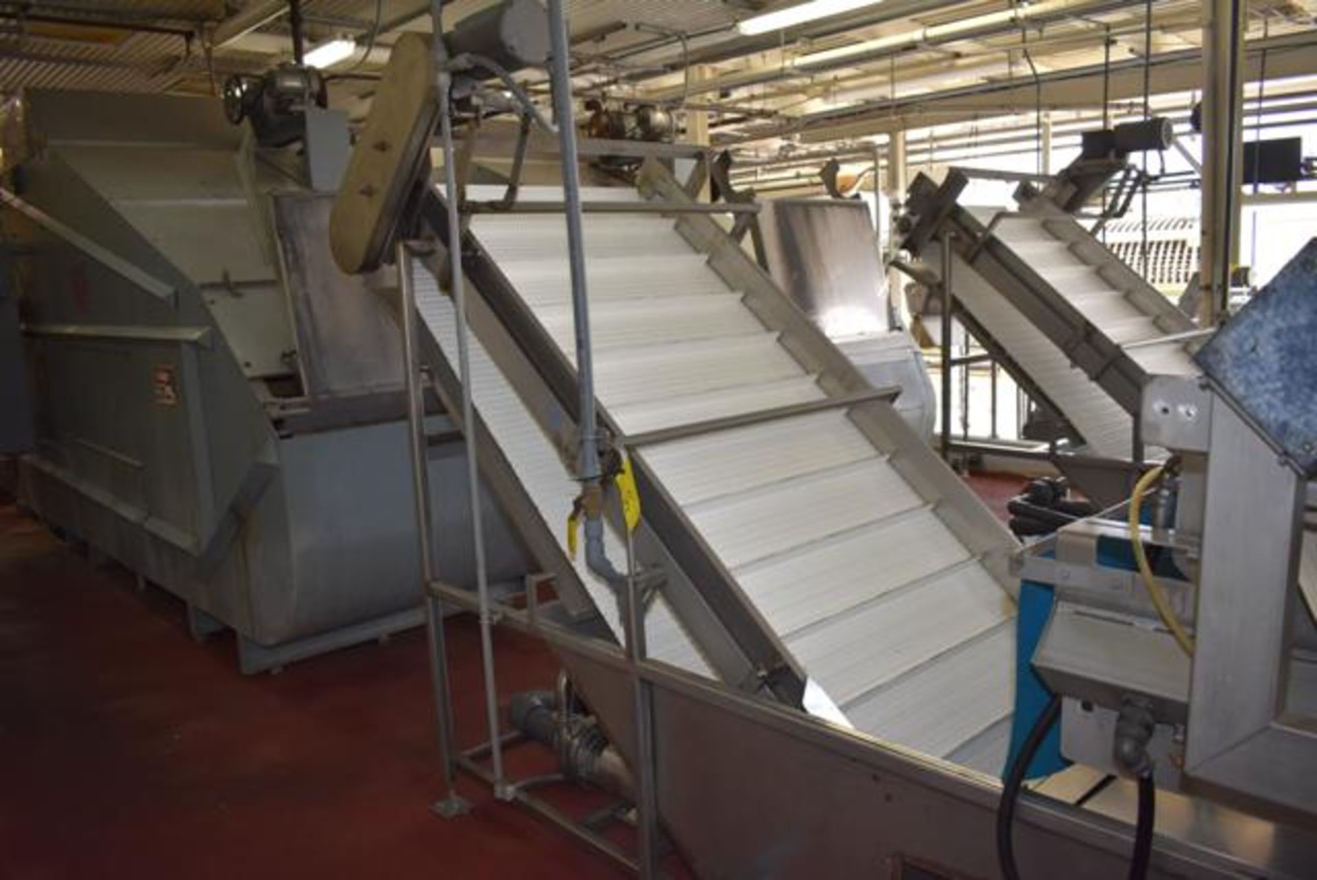 Custom Designed and Fabricated 38- l/2"W x 8'L Stainless Steel Incline Conveyors, Equipped with,