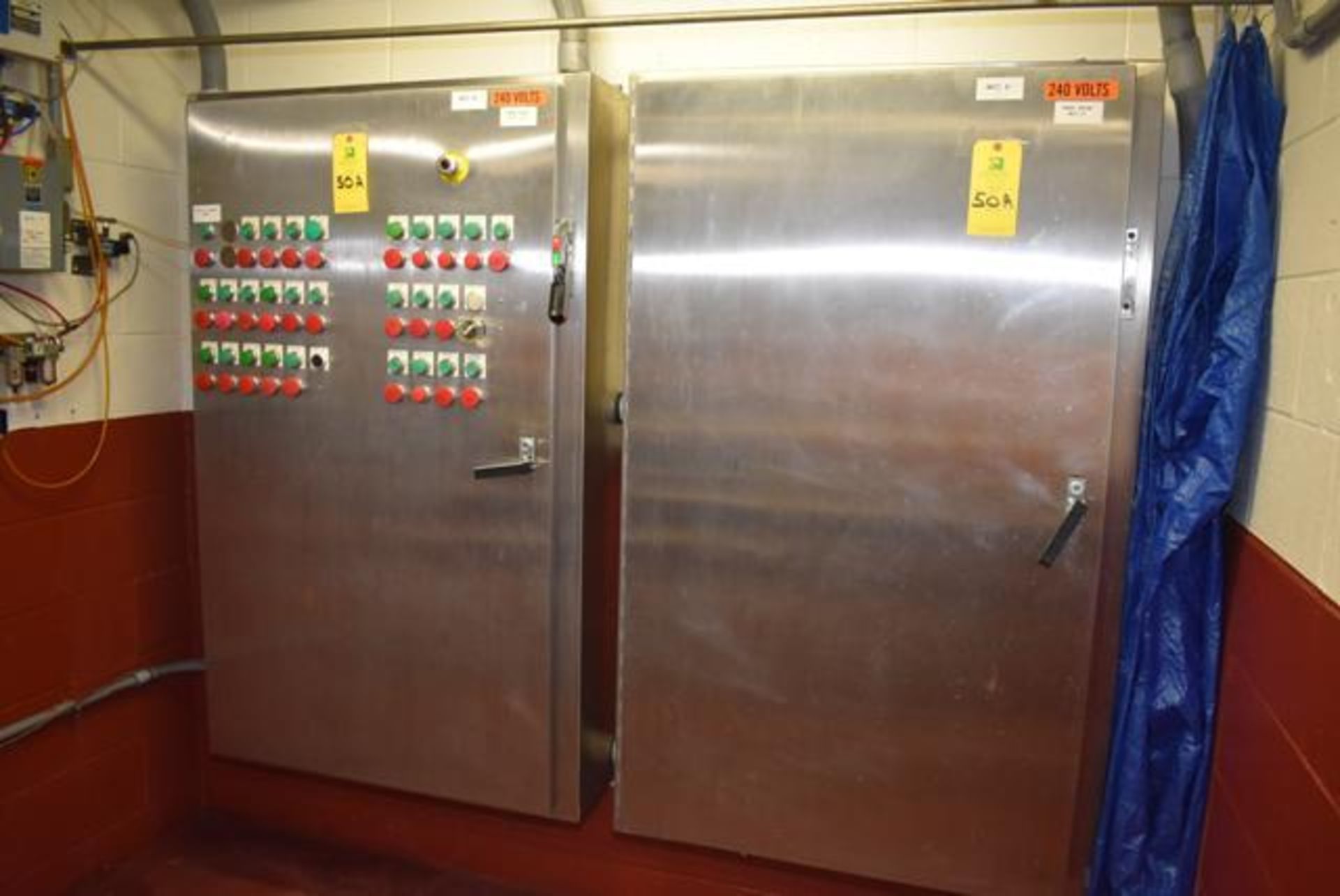 (2) Stainless Steel MCC Cortol Panel Allen Bradley Push Buttos, Motor Starters, Loading Fee: $150