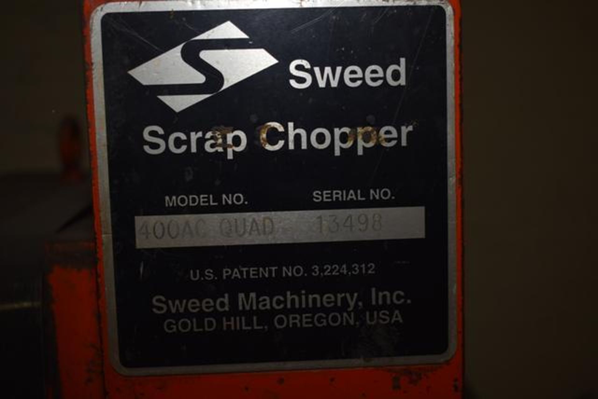 ( Late Delivery Item Expected Availability Mid May) Sweed Model#400AC Quad Scrap Chopper, S/N 13498 - Image 2 of 2