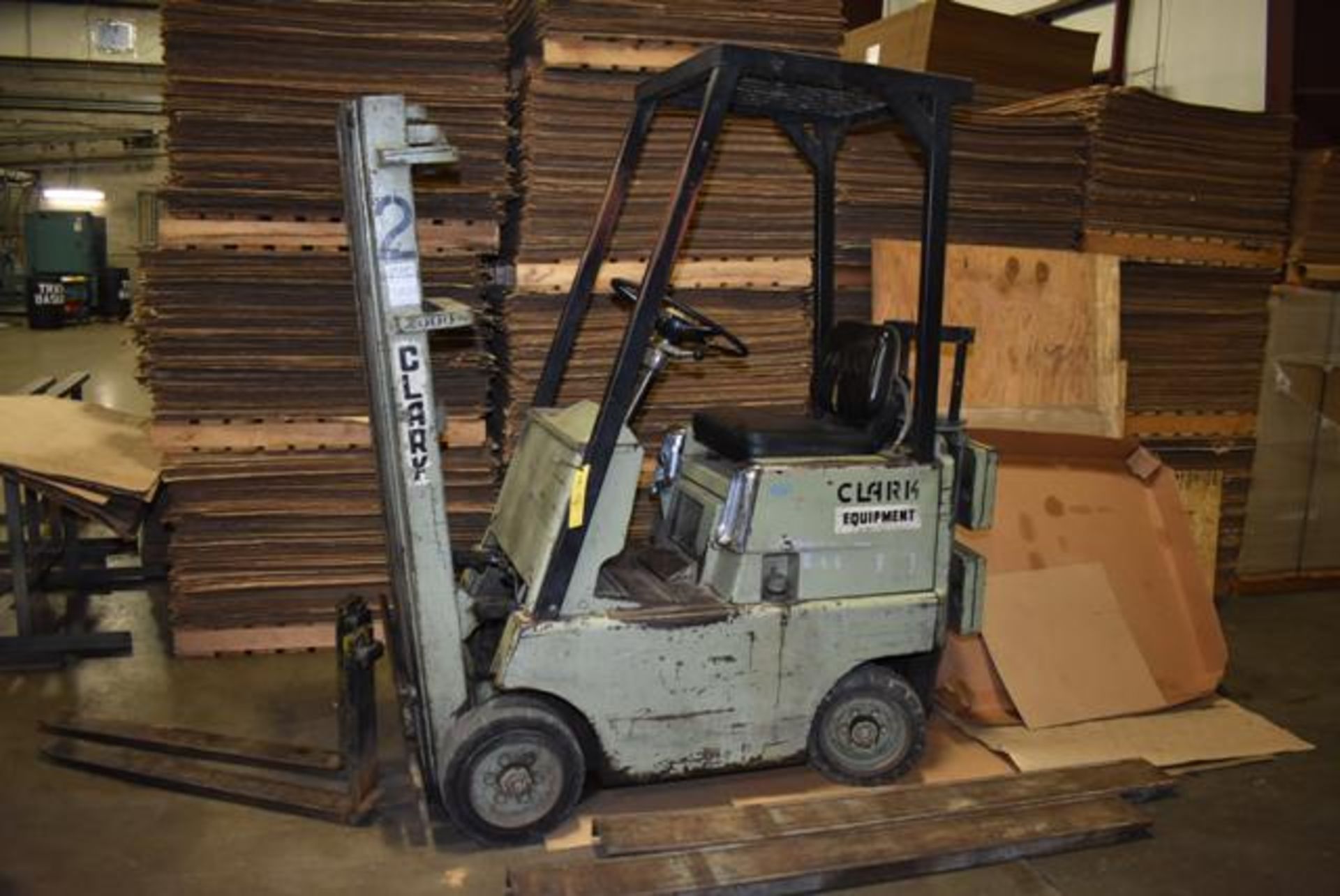 Clark Propane Fork Lift Truck Model #C20-B, Rated 2000 lbs. Lift Capacity, 171” mast, Solid Tires,