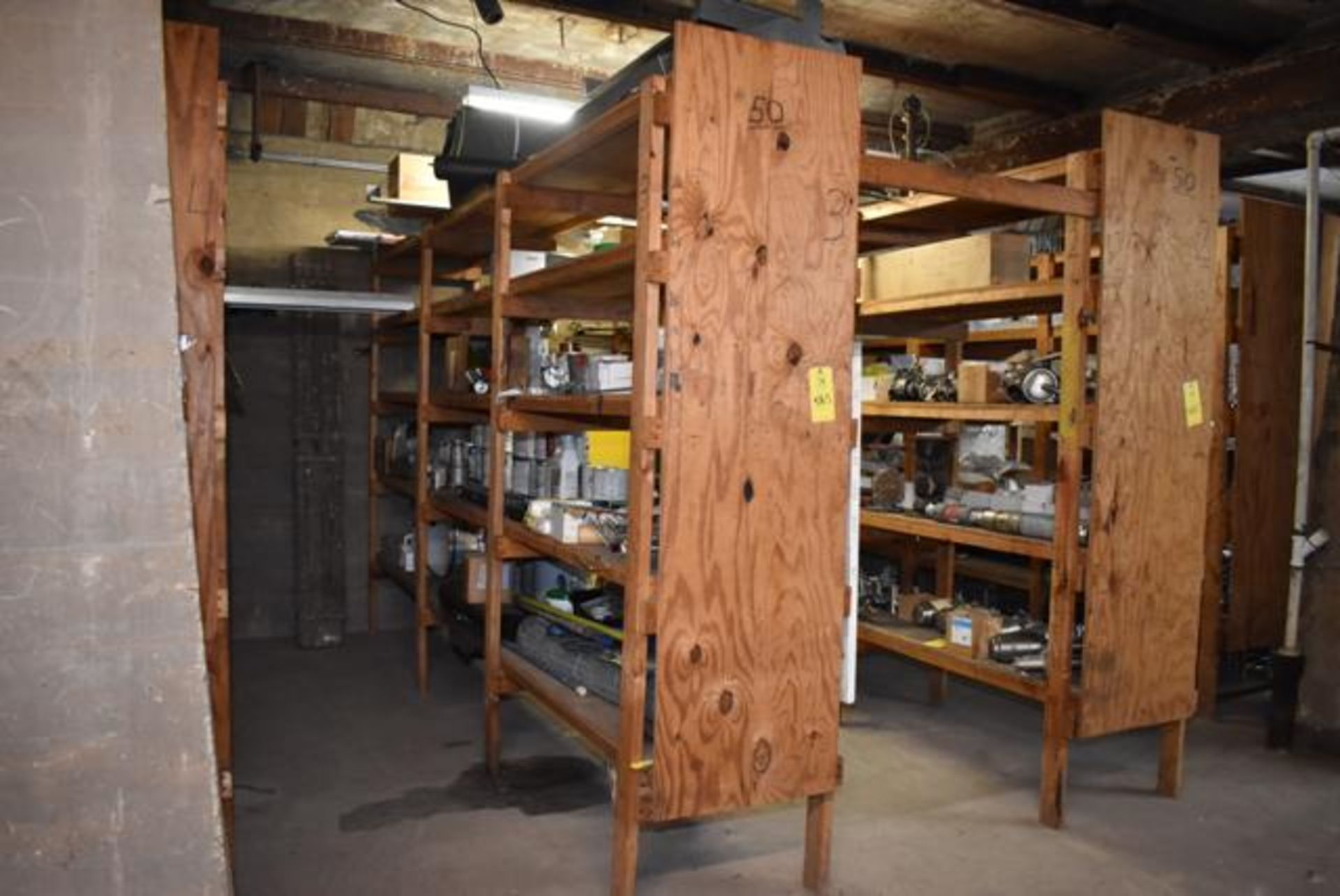 Qty. (6) Wood Shelf Contents - Plant Support, Partial Wire Spools, Clamps, Loading Fee: $500 - Image 3 of 5