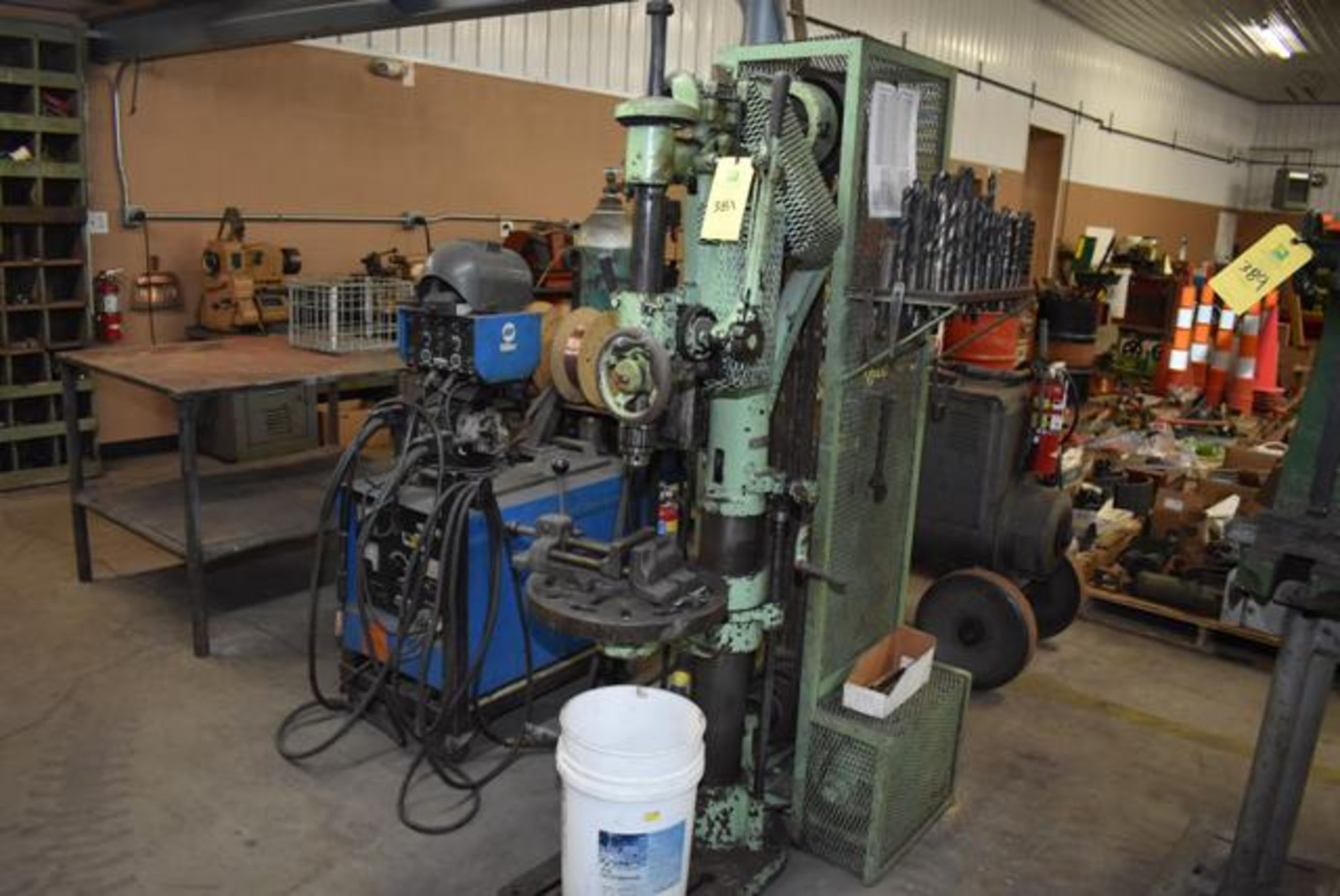 American Drill Press w/Assorted drill bits, tapers, and 6” drill vice, Loading Fee: $150