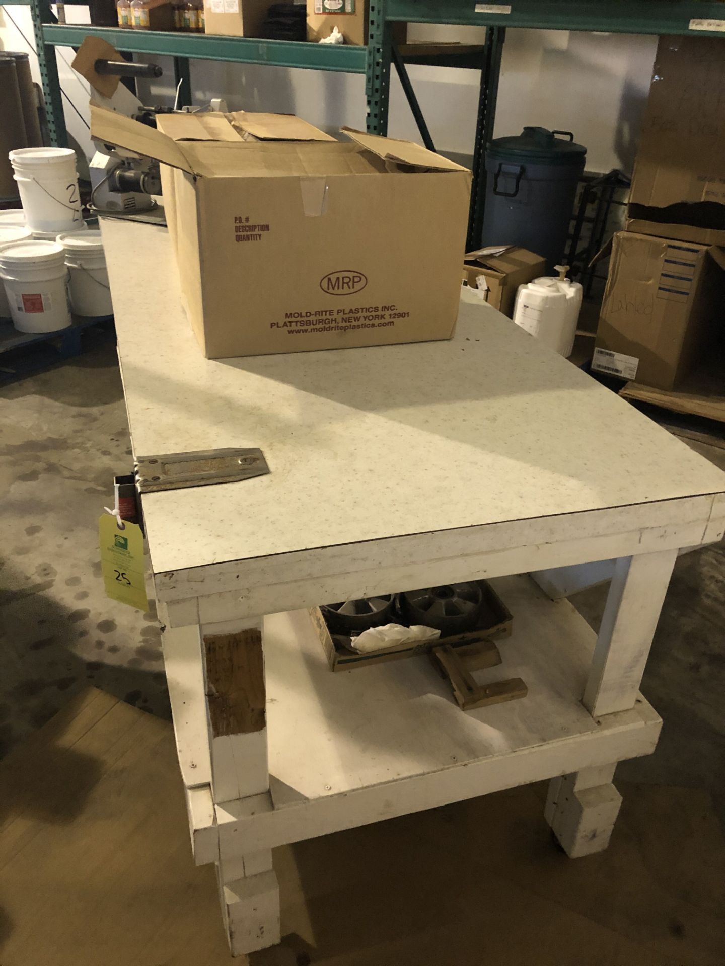 White Wood Table, (Approx 6ft x 3ft), Rigging Price: $50