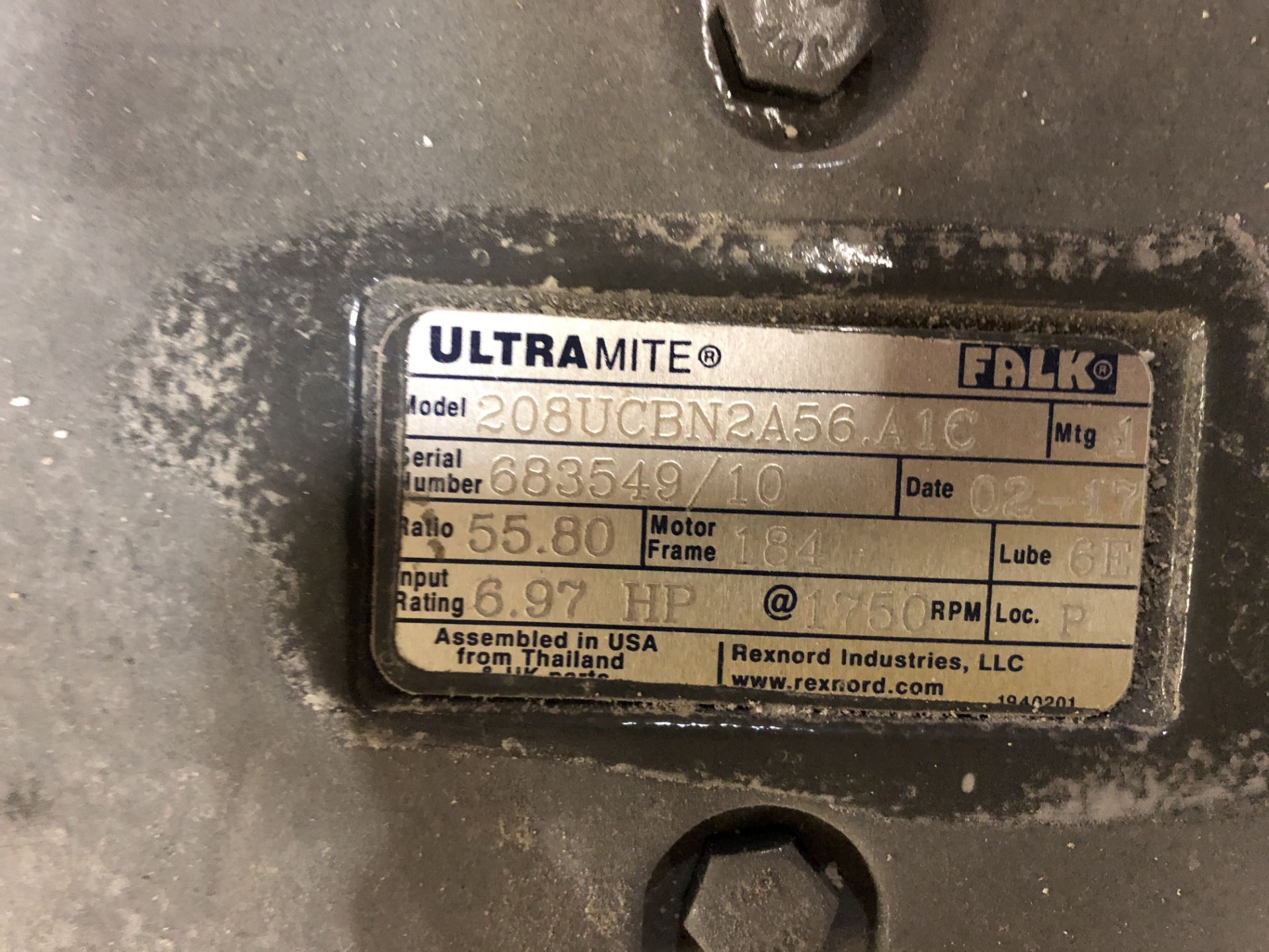 UltraMite 6.97 HP Motor, Model #208UCBN2A56, S/N #683549/10, DOM #2017, Motor Frame 184 - Image 2 of 2